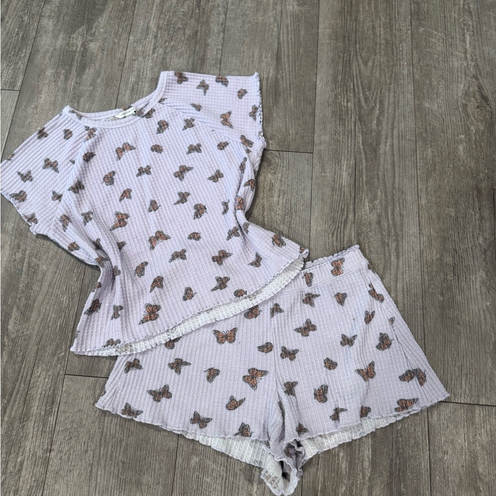 AMERICAN EAGLE Charming Butterfly Print Loungewear Set pajama - Picture 3 of 10